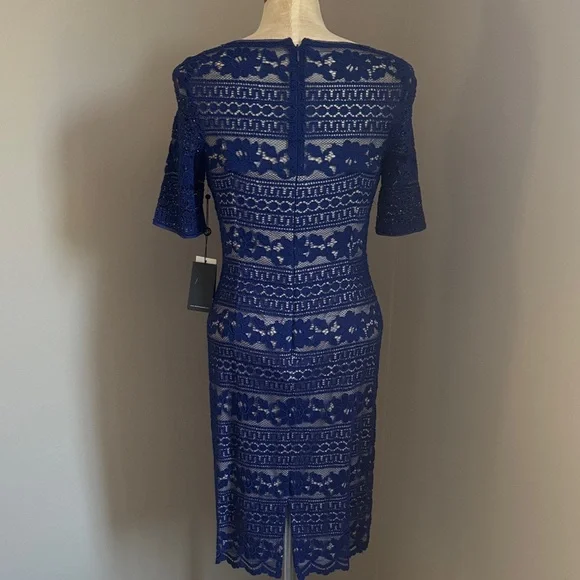 Adriana Papell Blue corded lace Dress - Picture 10 of 14